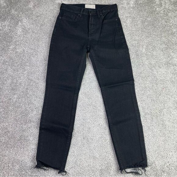 Everlane Denim - Everlane Jeans Women’s 25 Black Ankle Skinny Mid-Rise Denim Frayed Hem